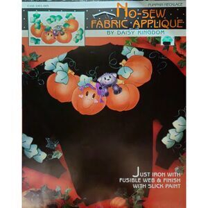 NOS Daisy Kingdom Halloween Fall Autumn No-Sew Fabric Applique Pumpkin Necklace